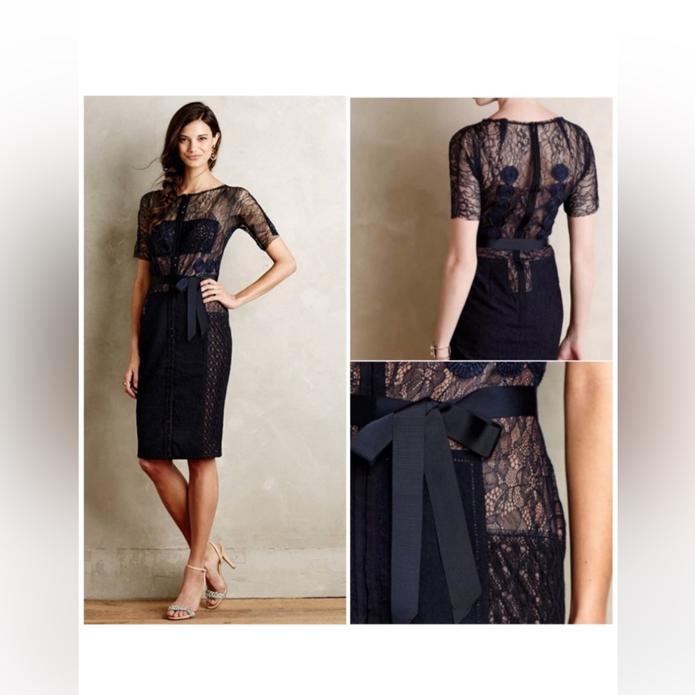 Anthropologie Byron Lars Carissima sheath Navy dress